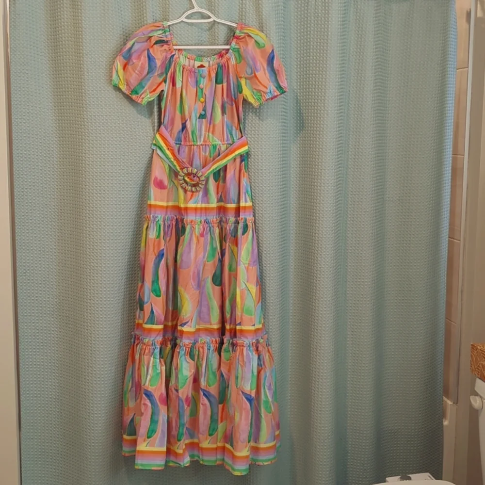EUC Sz S FARM Rio maxi dress with belt - Picture 3 of 10